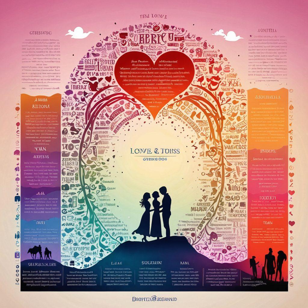 A visual tapestry illustrating the evolution of love stories through digital media, featuring a timeline with iconic romantic scenes from classic literature transitioning into modern digital elements like romantic apps and social media posts. Incorporate vibrant colors for each era, with threads weaving through the image connecting the various elements. The background should be a subtle gradient, enhancing the focus on the love story elements. super-realistic. vibrant colors. soft gradient background.